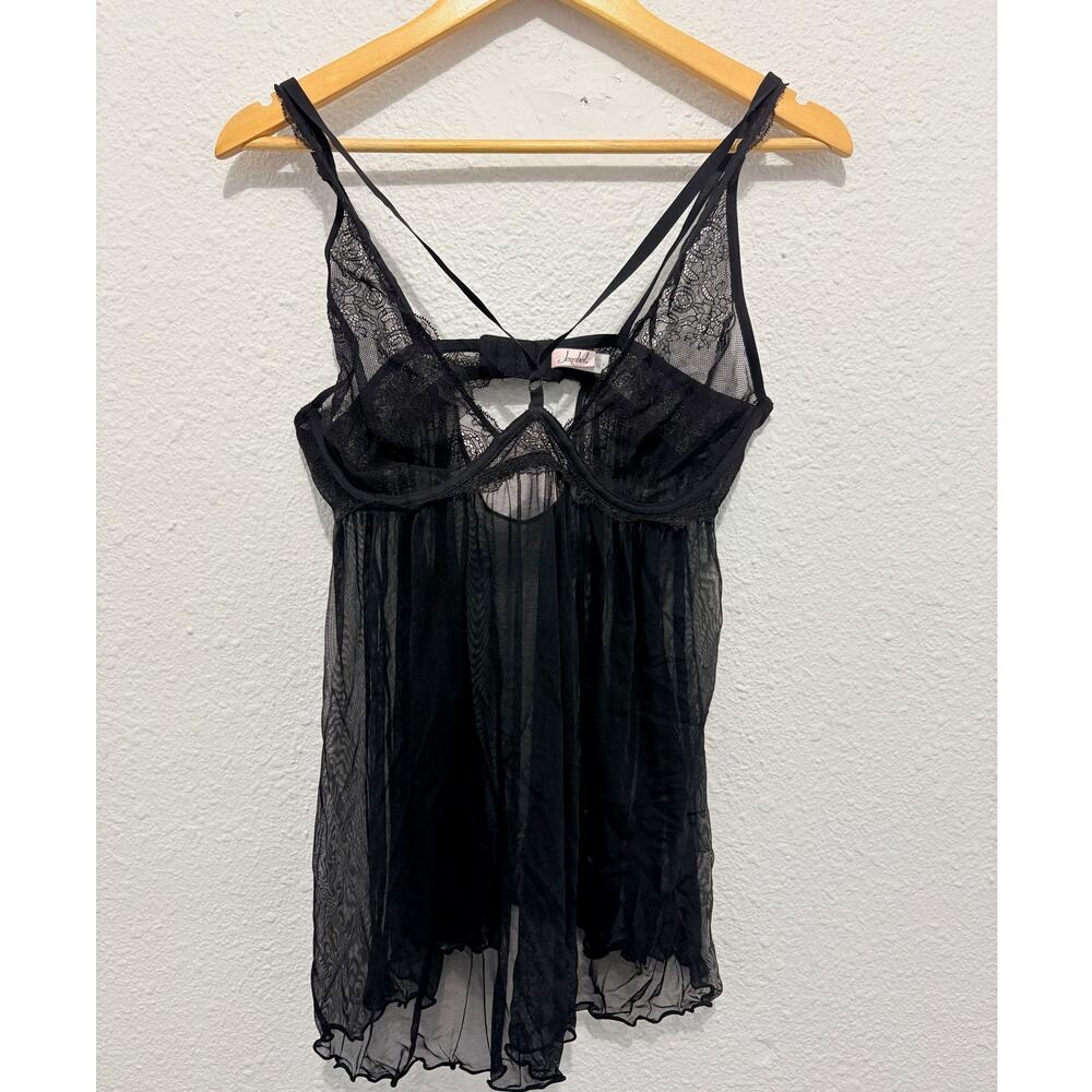 Jezebel Black Sheer Lingerie Top Nightgown Lace Whimsygoth Emo Coquette